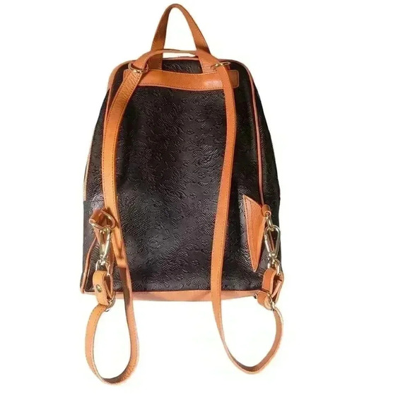 Valentina Convertible Backpack Sling Crossbody Shoulder Bag Black Tan Leather - Picture 2 of 6